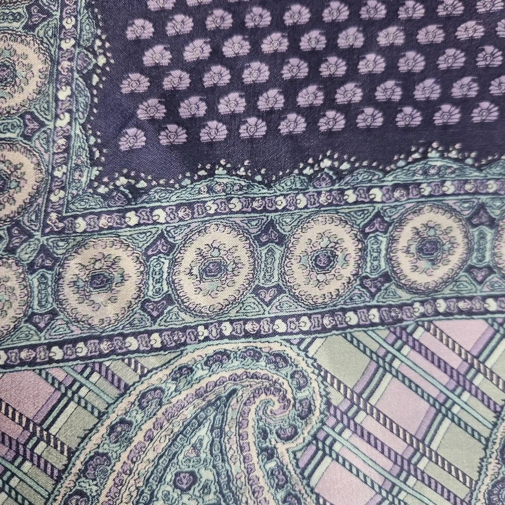 Vintage Art‎ Of The Scarf Silk Paisley Tie Rack Japan Purple Teal
